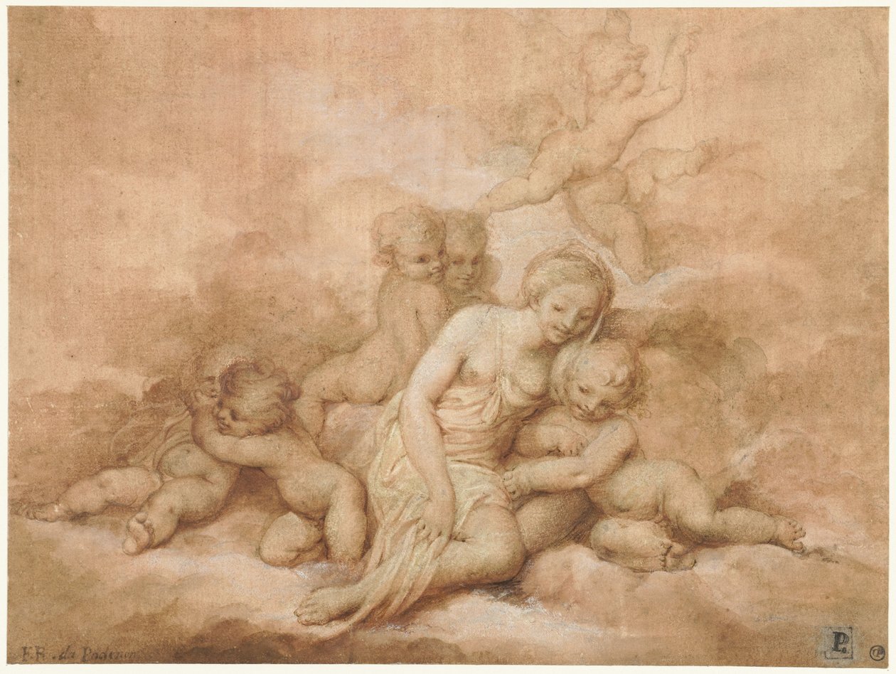Kvinne med barn av Giovanni Francesco Romanelli
