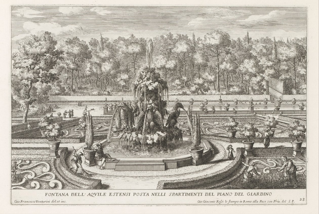 Fontana delle Aquile Estensi in de tuinen van de Villa d