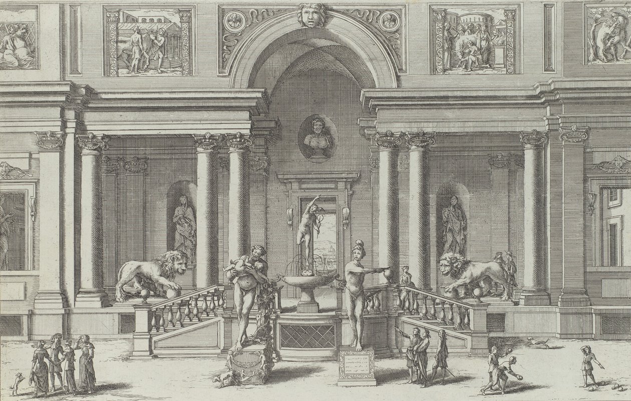 Merkurfontenen i hagen til Villa Medici..., 1691 eller senere. av Giovanni Francesco Venturini