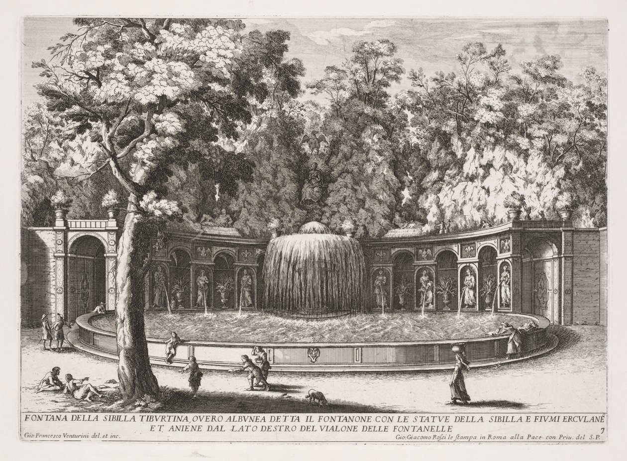 The Fountains of Rome, Bok IV, plate 7: Fontenen av Tiburtine Sibyl (Fontana della Sibilla Tiburtina) av Giovanni Francesco Venturini