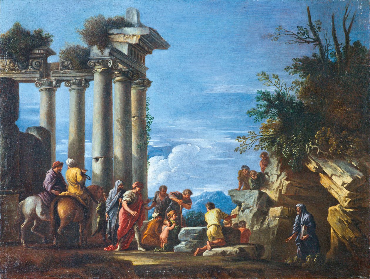 En tempelruin med Pythagoras som dukker opp fra underverdenen, andre halvdel av 1600-tallet. av Giovanni Ghisolfi