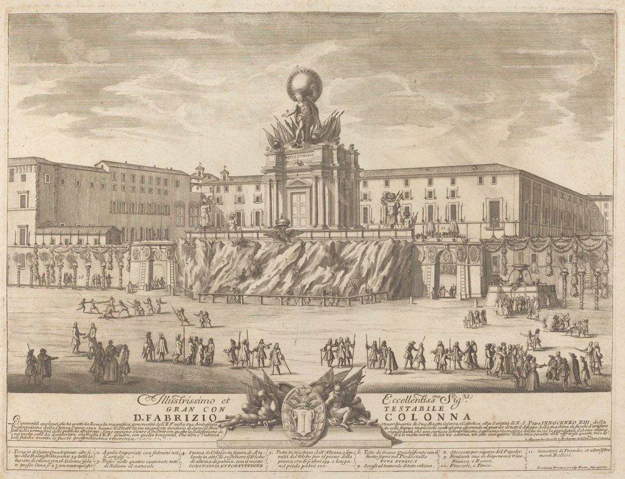 Janus-tempelet, for "Chinea"-festivalen av Giovanni Girolamo Frezza after Alessandro Specchi