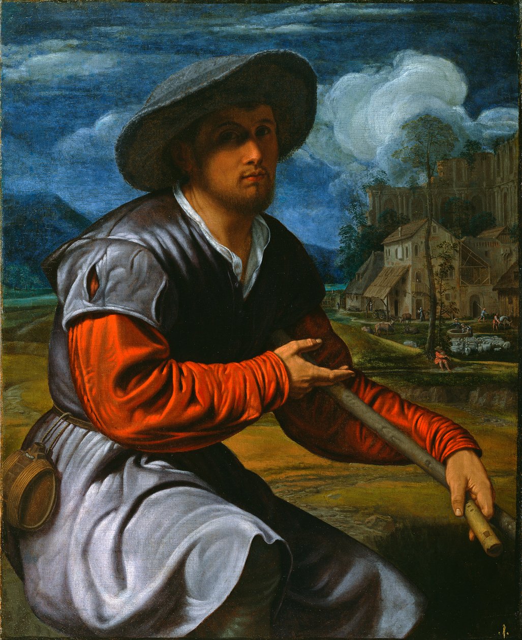Shepherd with a Flute, ca. 1525 (olje på lerret) av Giovanni Girolamo Savoldo