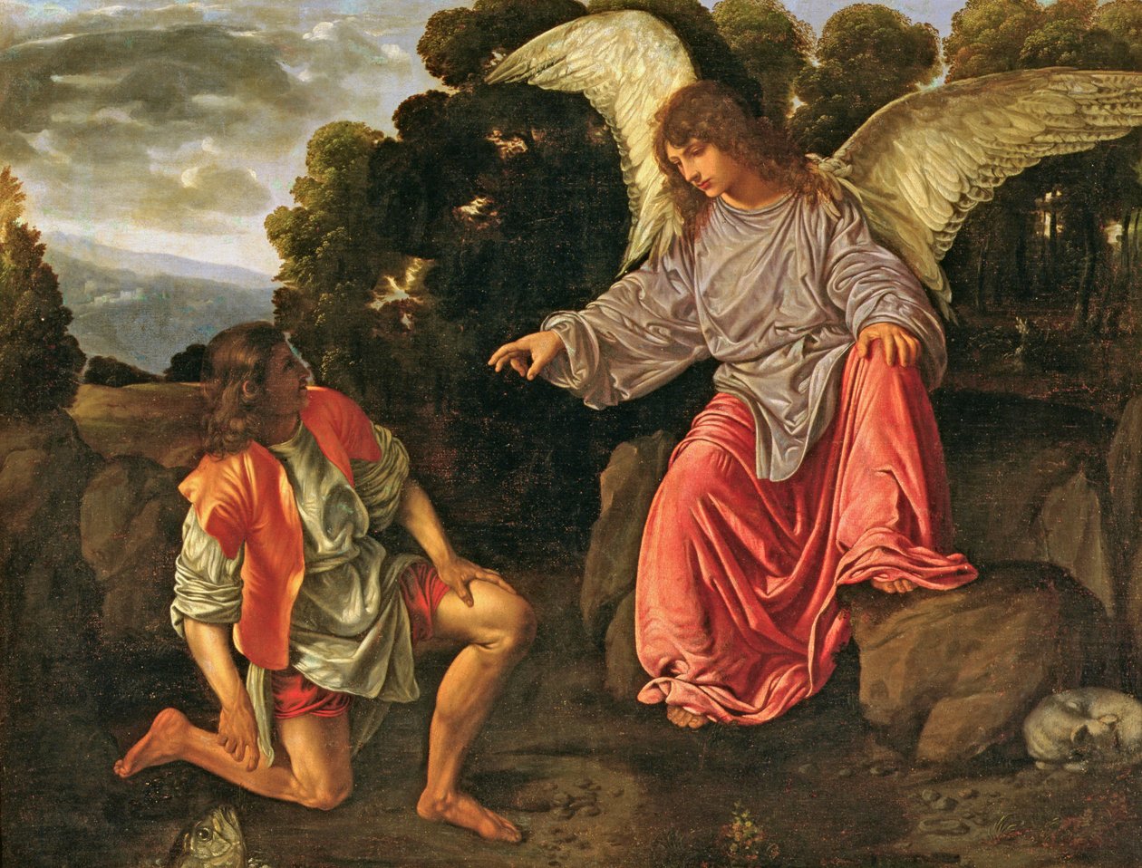 Tobias and the Angel, ca. 1530 (olje på lerret) av Giovanni Girolamo Savoldo
