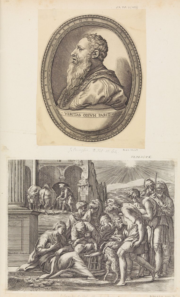 Hyrdenes tilbedelse. av Giovanni Jacopo Caraglio