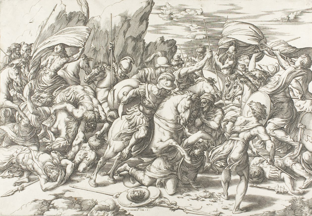 Kampen rundt skjoldet og lansen av Giovanni Jacopo Caraglio