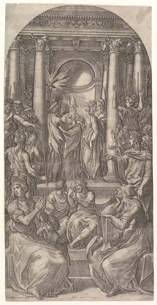 Jomfruens ekteskap, ca. 1525. av Giovanni Jacopo Caraglio