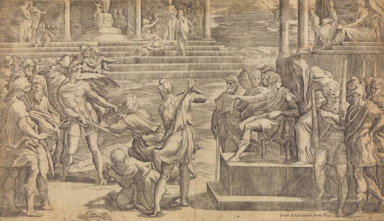 The Martyrium of St. Peter and St. Paul, ca. 1527. av Giovanni Jacopo Caraglio