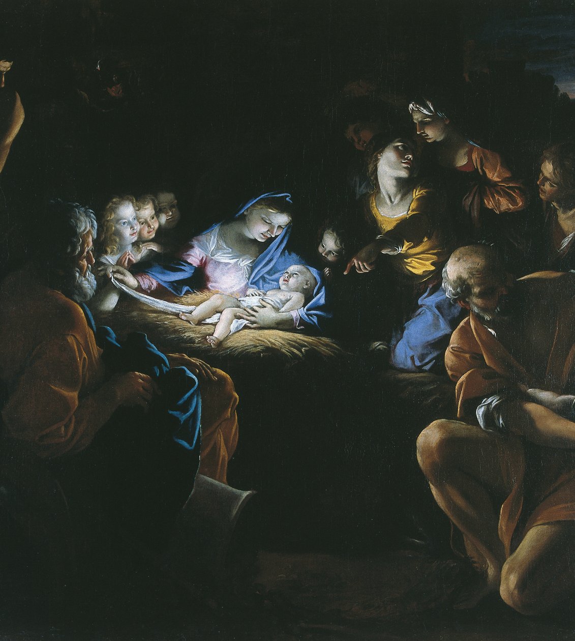 Tilbedelse av hyrdene (olje på lerret) av Giovanni Lanfranco