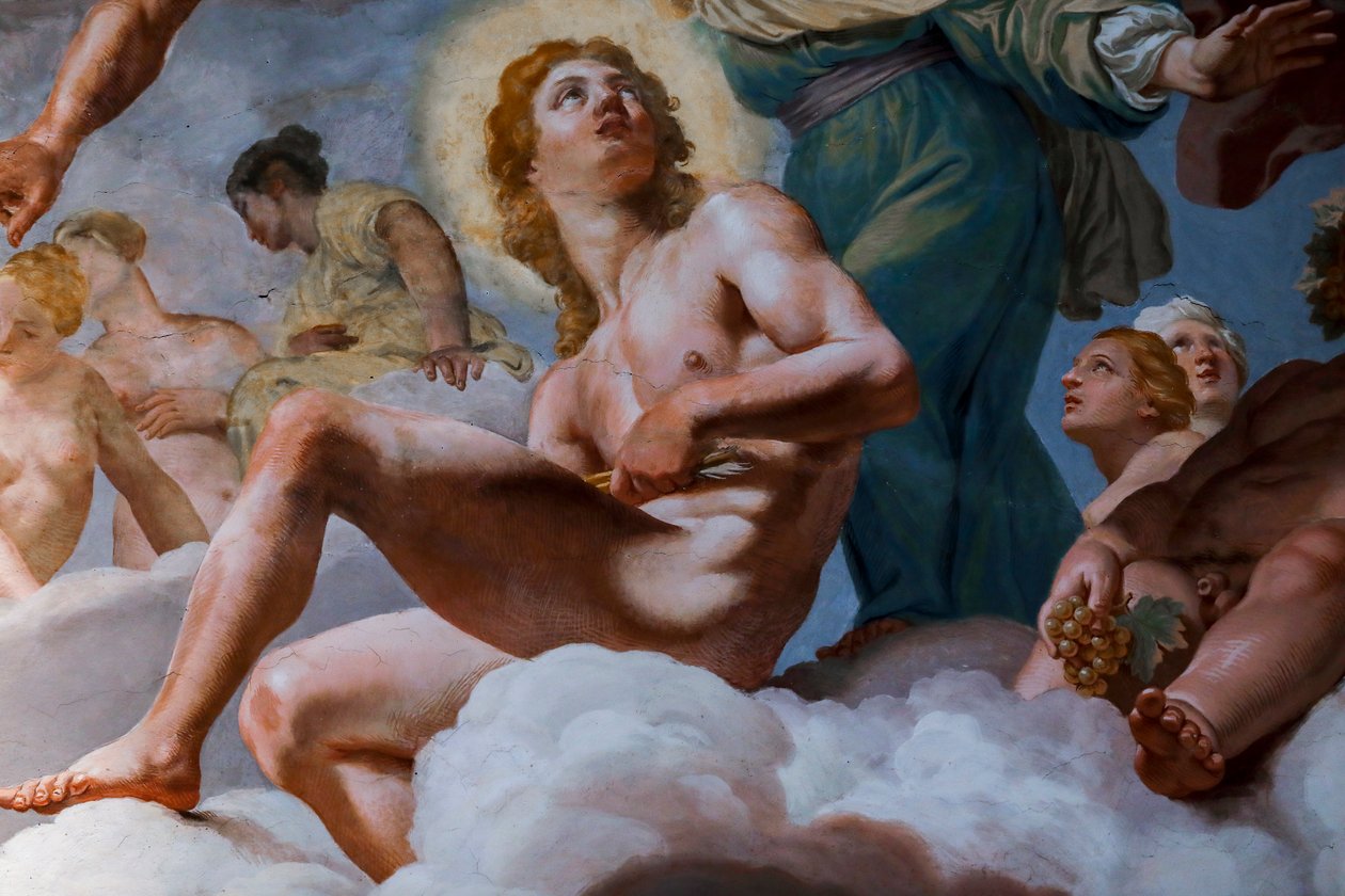Apollo. Detalj av "The Council of the Gods" 1624-1625. freske av Giovanni Lanfranco