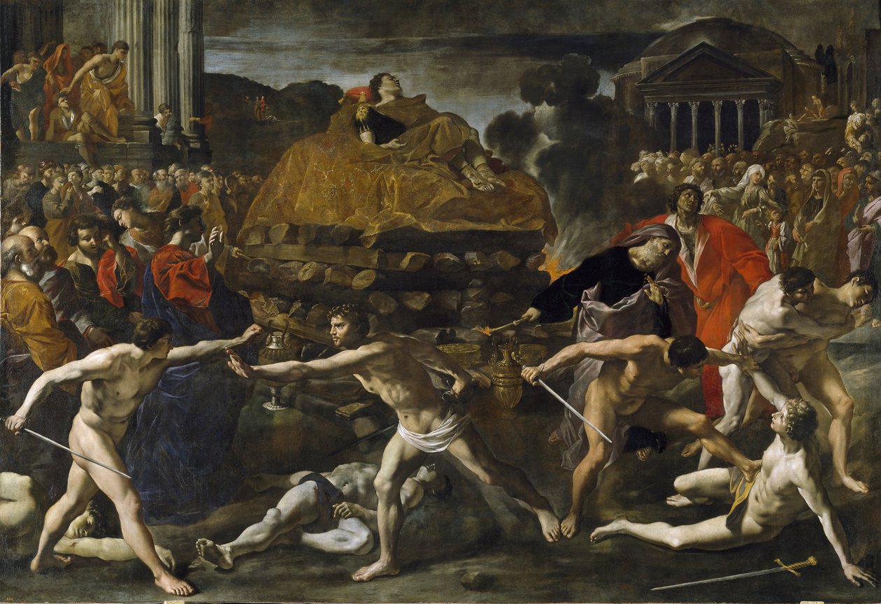 ""Begravelsesseremoni til en romersk keiser"" Kremasjonsmaleri av Giovanni Lanfranco (1582-1647) Cirka 1636 Prado Museum Madrid av Giovanni Lanfranco