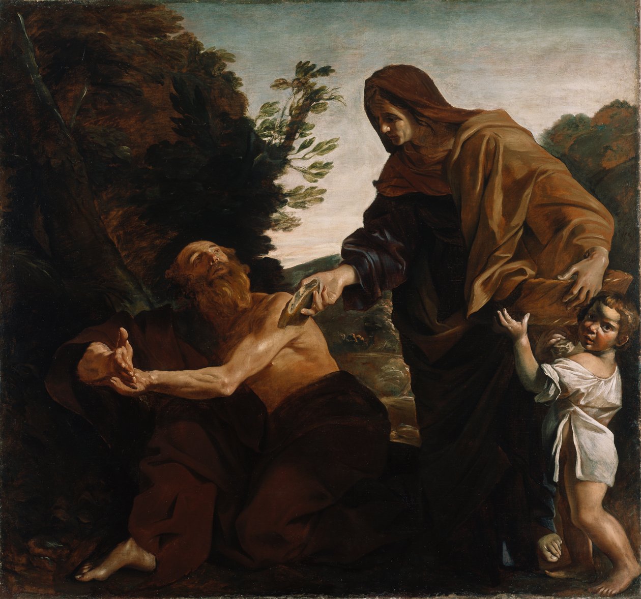 Elias mottar brød fra enken i Sarfat, 1621-24 av Giovanni Lanfranco