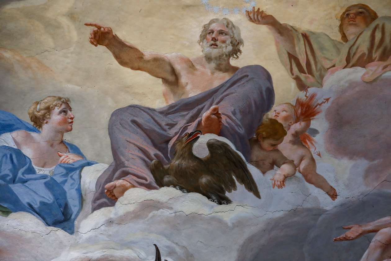 Jupiter og Junon. Detalj av "The Council of the Gods" 1624-1625. freske av Giovanni Lanfranco