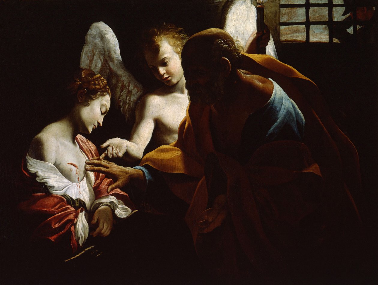 Saint Agatha deltatt av Saint Peter and an Angel in Prison, ca 1614 av Giovanni Lanfranco
