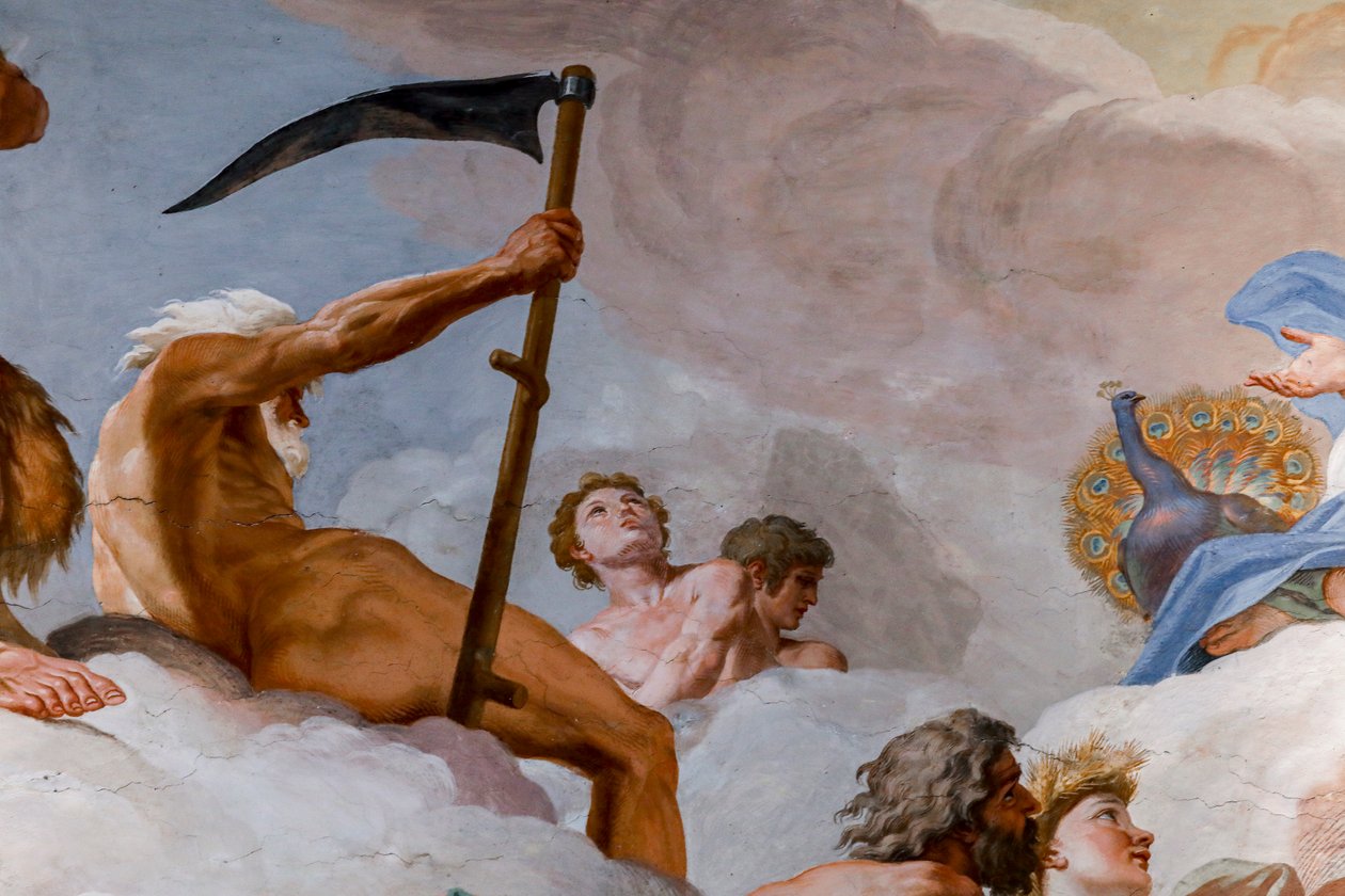 Saturn, tidens gud. Detalj av "The Council of the Gods" 1624-1625. freske av Giovanni Lanfranco