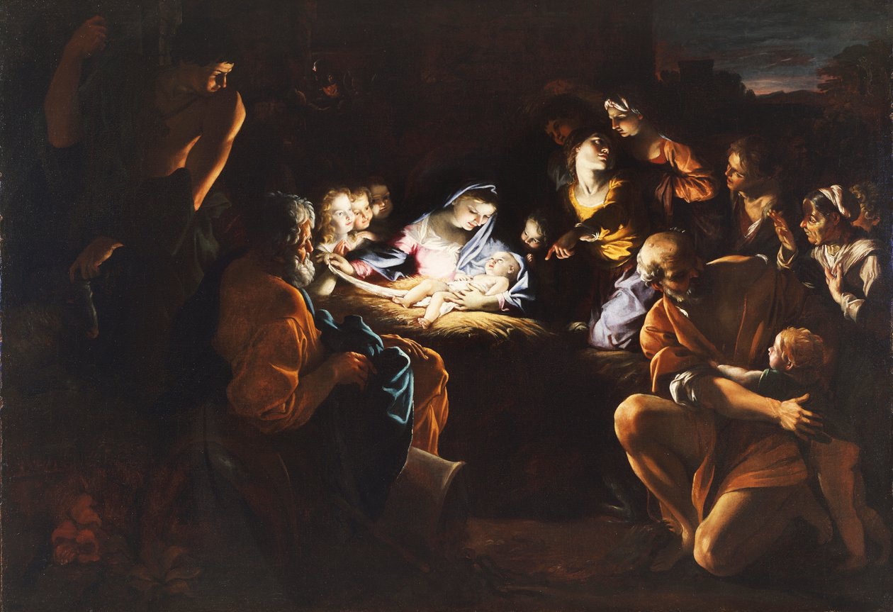 Hyrdenes tilbedelse (The Night) av Giovanni Lanfranco