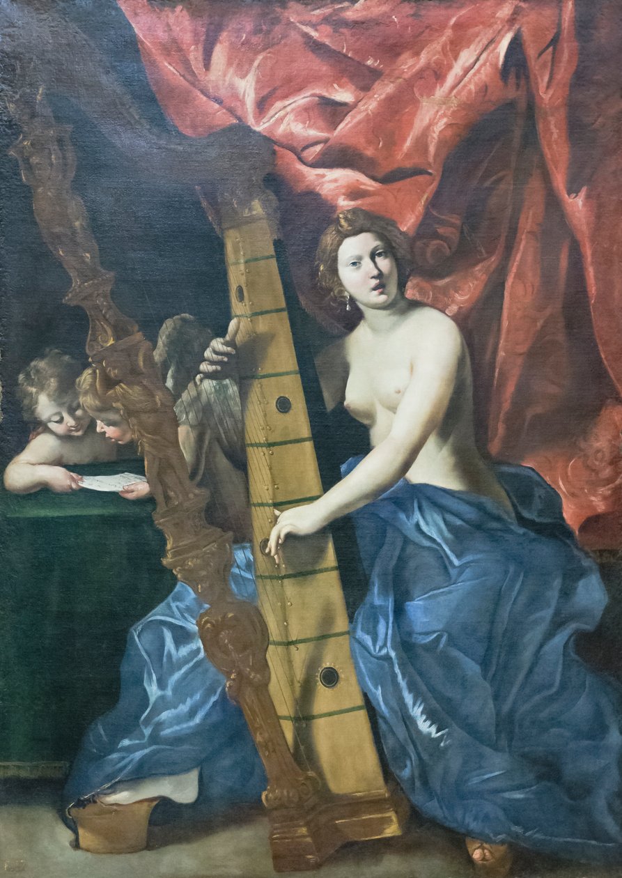 Venus spiller harpe av Giovanni Lanfranco