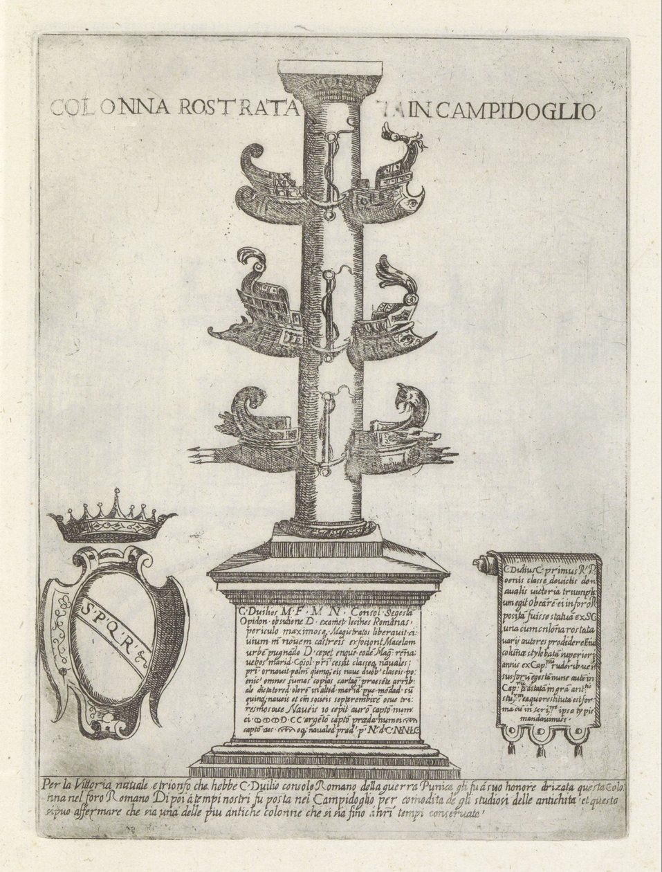 Rostral kolonne Rostral kolonne i Campidoglio (tittel på objekt) Moderne og antikke monumenter og byggverk i Roma (serietittel) Ornamenter av gamle og moderne bygninger i Alma-byen Roma (serietittel) av Giovanni Maggi