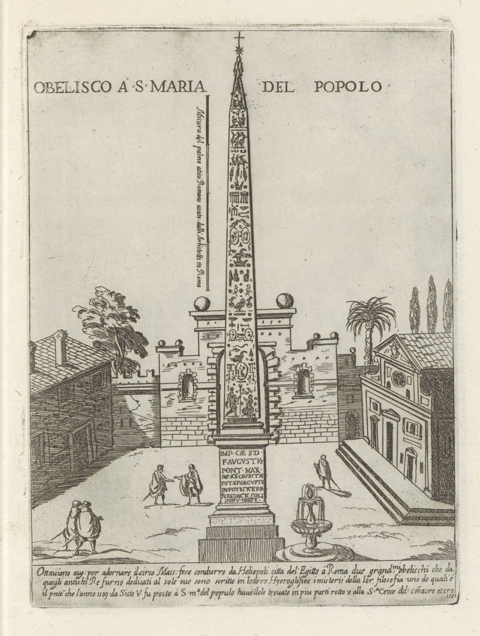 Den egyptiske obelisken til Ramses II på Piazza del Popolo i Roma Obelisco a S. Maria del Popolo (tittel på objekt) Moderne og gamle monumenter og bygninger i Roma (serietittel) Ornamenti di fabriche antichi et moderni dell