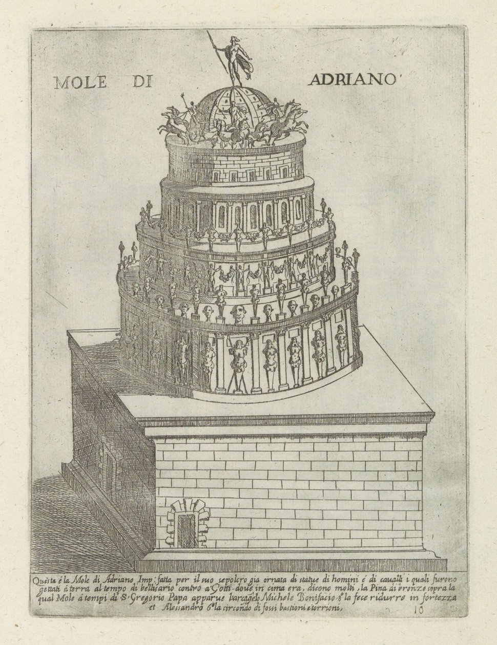 Mausoleet av Hadrian Mole di Adriano (tittel på objekt) Moderne og gamle monumenter og bygninger i Roma (serietittel) Ornamenti di fabriche antichi et moderni dell