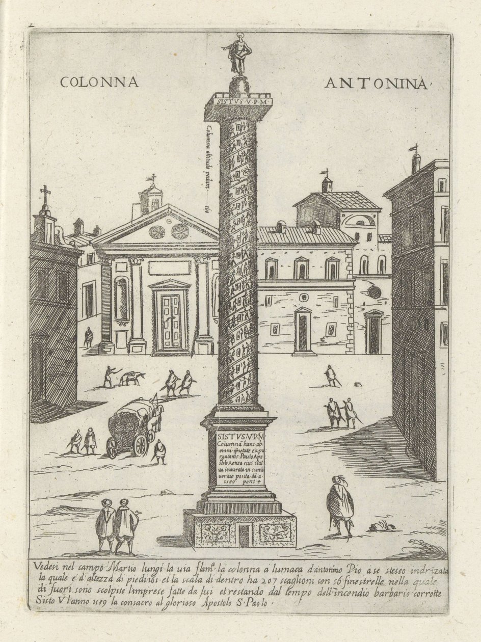 Kolonne av Marcus Aurelius i Roma Colonna a S. Antonio (tittel på objekt) Moderne og gamle monumenter og bygninger i Roma (serietittel) Ornamenti di fabriche antichi et moderni dell