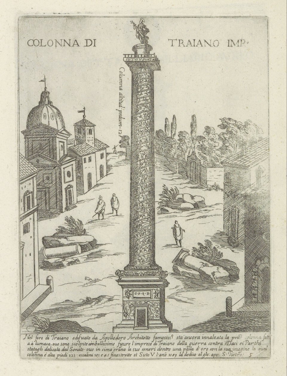 Trajans søyle i Roma Colonna di Traiano imp. (tittel på objekt) Moderne og gamle monumenter og bygninger i Roma (serietittel) Ornamenti di fabriche antichi et moderni dell