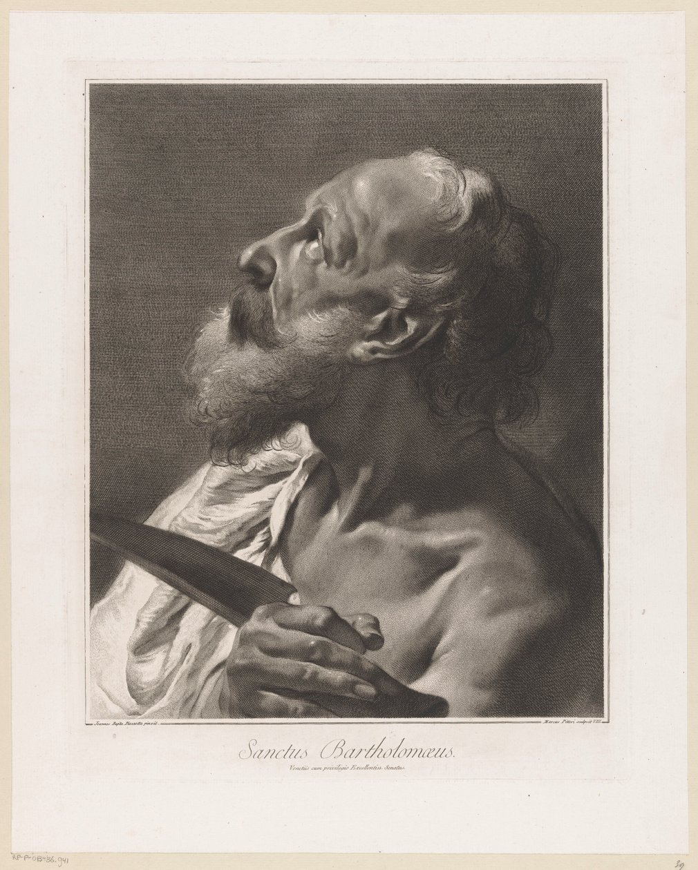 Apostelen Bartolomeus Saint Bartholomew (tittel på objekt) Apostler (serietittel) av Giovanni Marco Pitteri