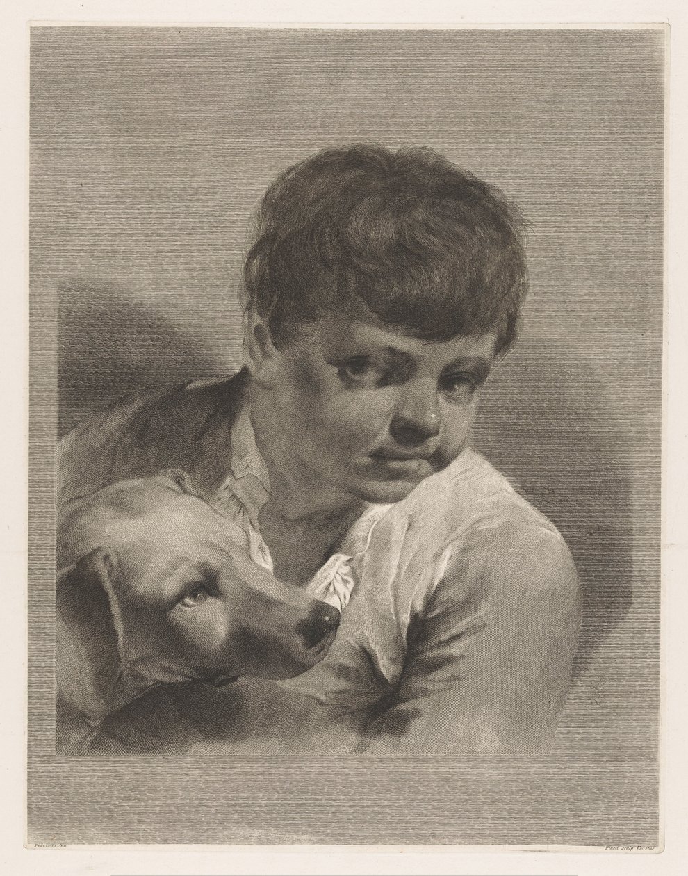Gutt med hund av Giovanni Marco Pitteri