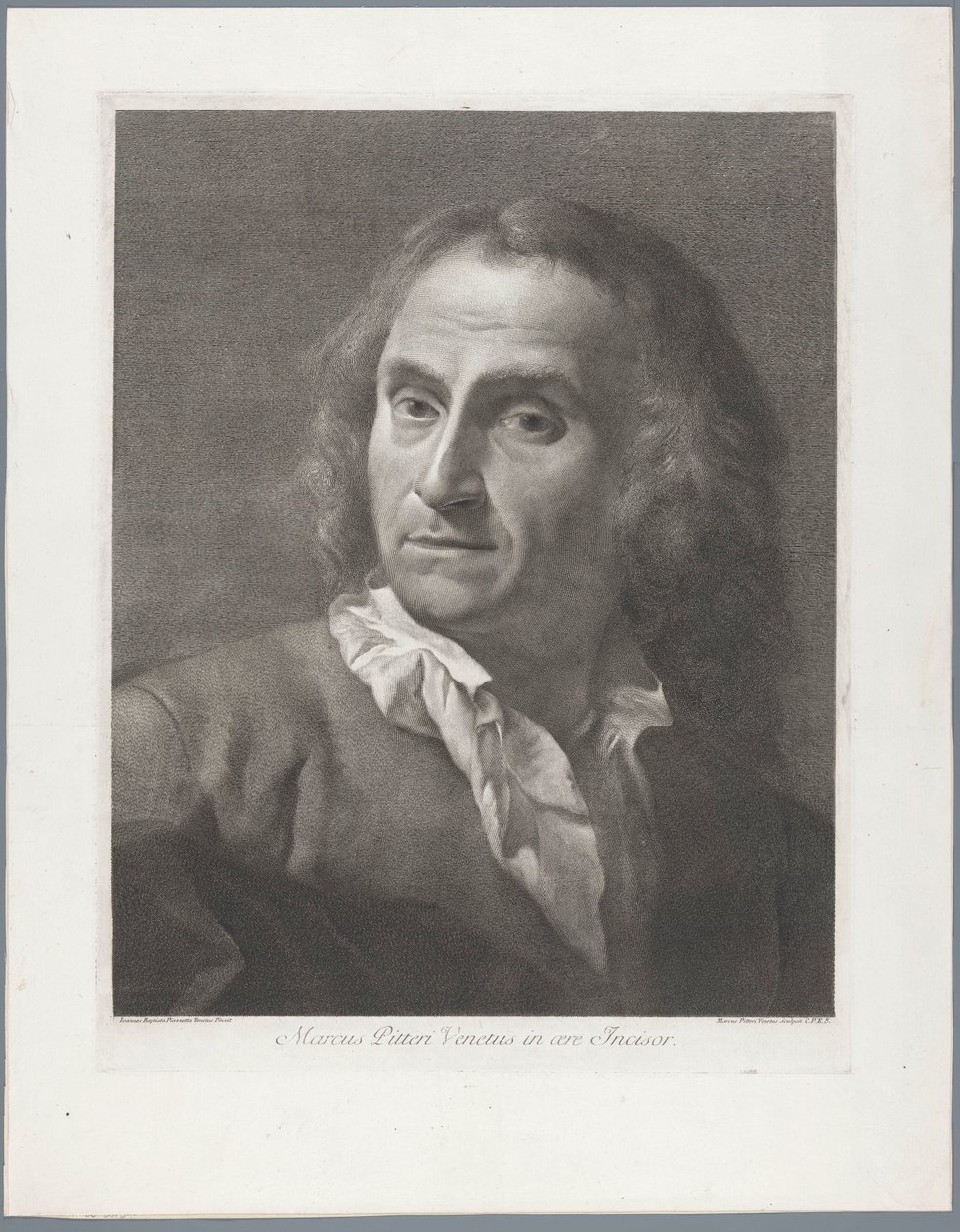 Portrett av trykkeri Giovanni Marco Pitteri Marcus Pitteri Blå gravør i luft (tittel på objekt) av Giovanni Marco Pitteri