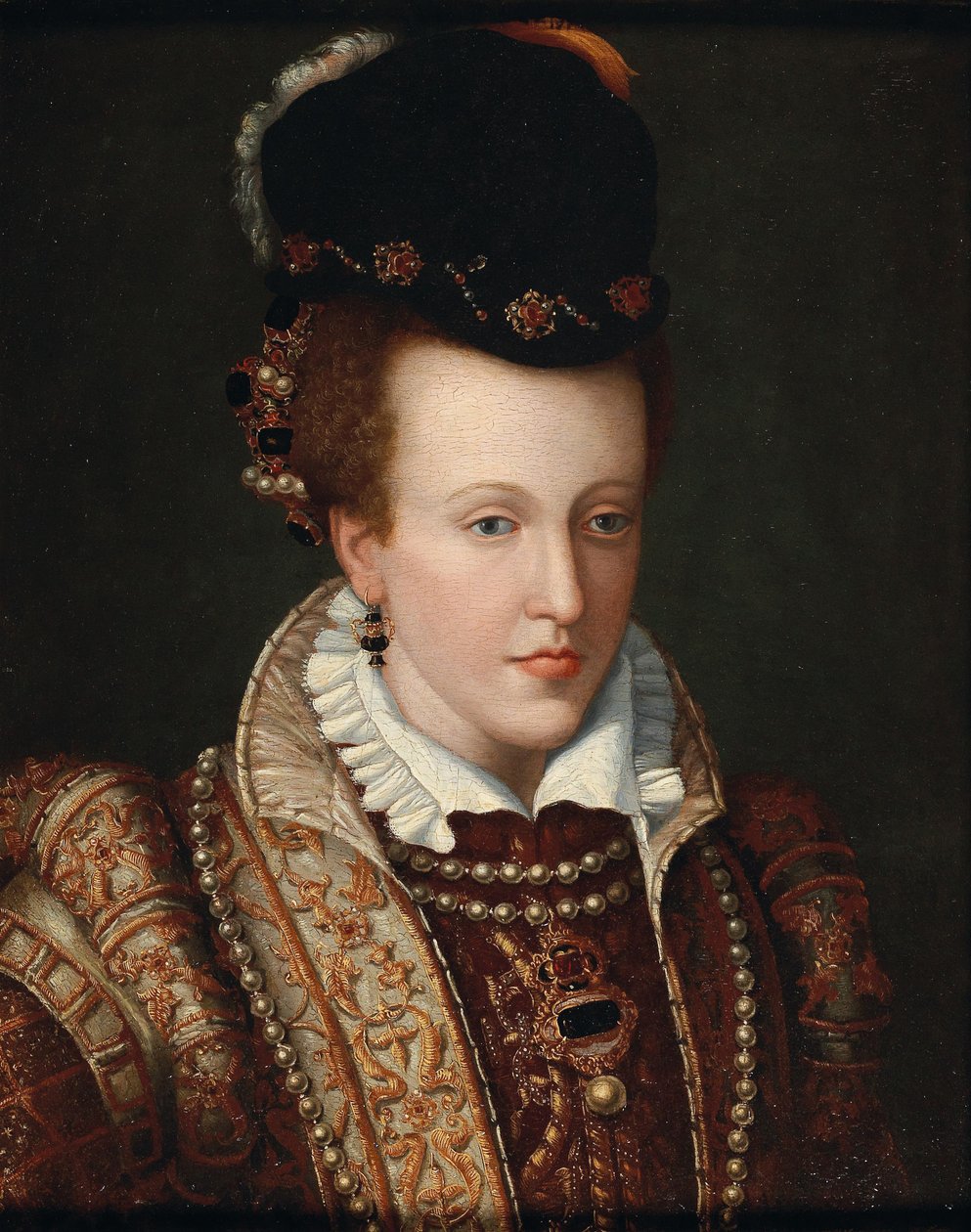 Portrett av Joanna av Østerrike 1547-1578, storhertuginne av Toscana, ca. 1570. av Giovanni Maria Butteri