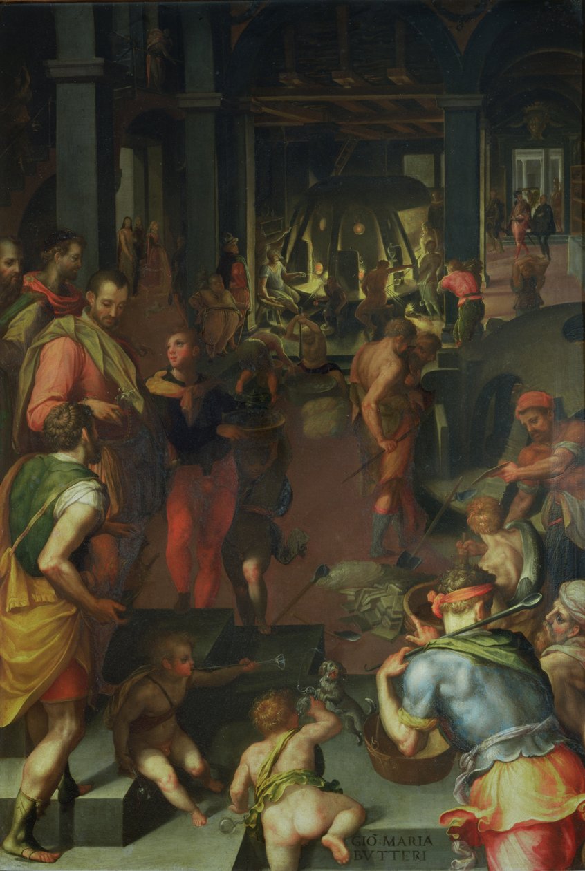 The Glassworks, 1572 (skifer) av Giovanni Maria Butteri