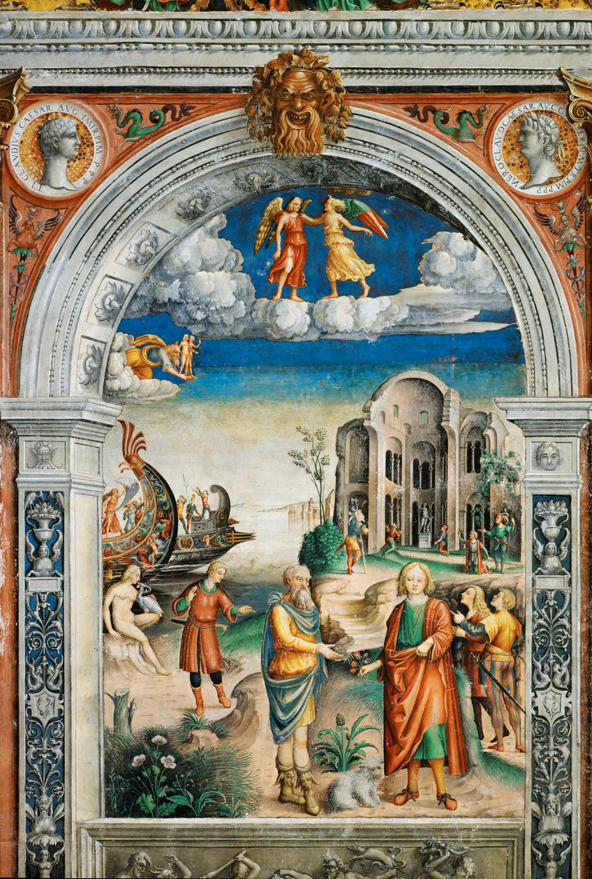 Veggmalerier i Zodiakens hall, Palazzo d#39;Arco i Mantua (fresko) av Giovanni Maria Falconetto