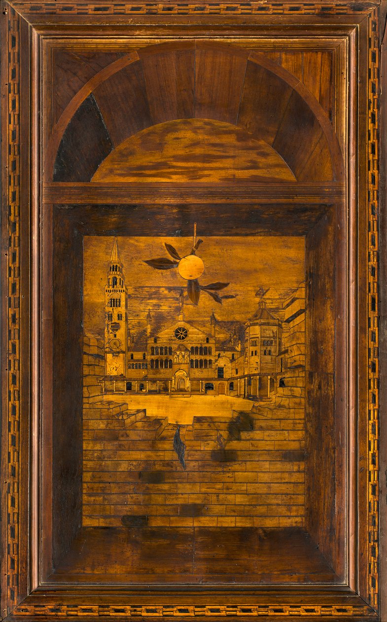 Lignaean Canonical Choir, innlagt av Giovanni Maria Platina 1484, Upper Stall, Piazza del Duomo i Cremona av Giovanni Maria Platina