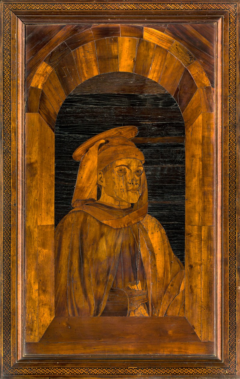 Lignaean Canonical Choir, innlagt av Giovanni Maria Platina 1484, Upper Stall, Sant'Omobono av Giovanni Maria Platina