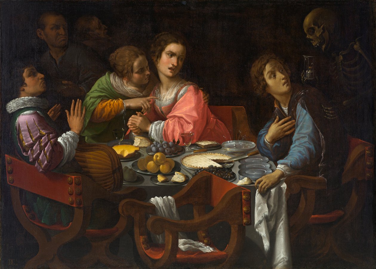 Memento Mori: Death Comes to the Table, cirka 1630-1638 (olje på lerret) av Giovanni Martinelli