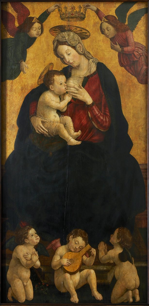 Madonna of the Milk med musikkskapende engler, 1490-1500. av Giovanni Martino Spanzotti