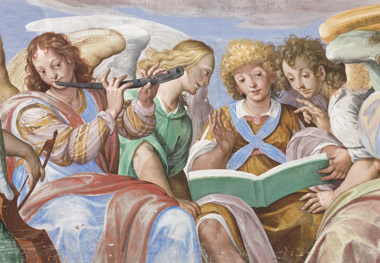 Engler som synger og spiller (detalj av 3496733) av Giovanni Mauro della Rovere