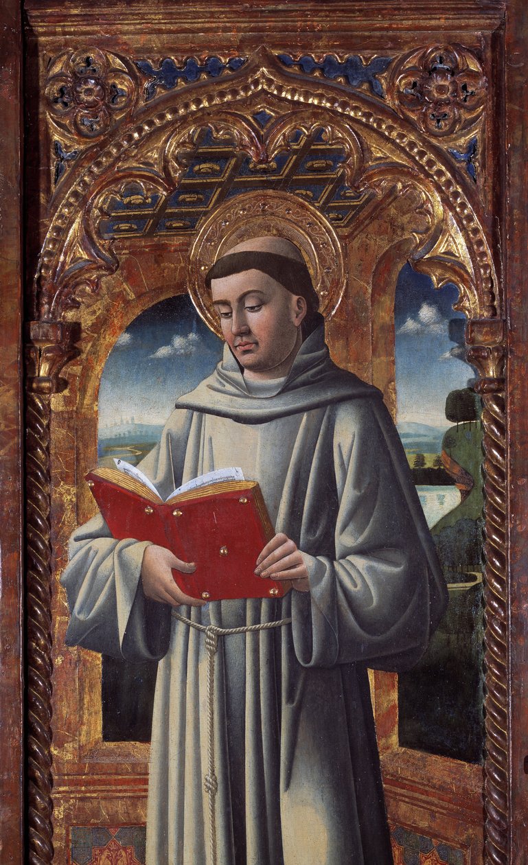 Fødsel og helgener, detaljer (maleri av Giovanni Mazone