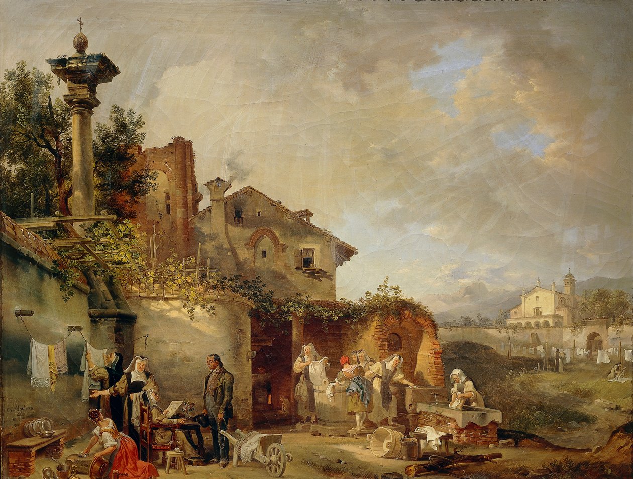 Vaskerom i klosteret av Giovanni Migliara