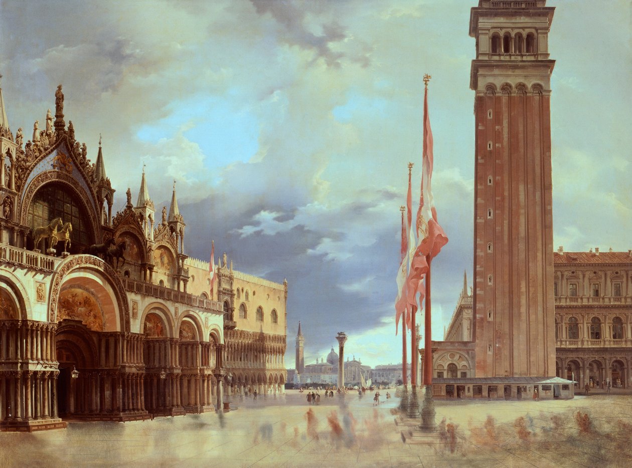 Piazza San Marco (Markusplassen), av Giovanni Migliara (1785-1837) av Giovanni Migliara