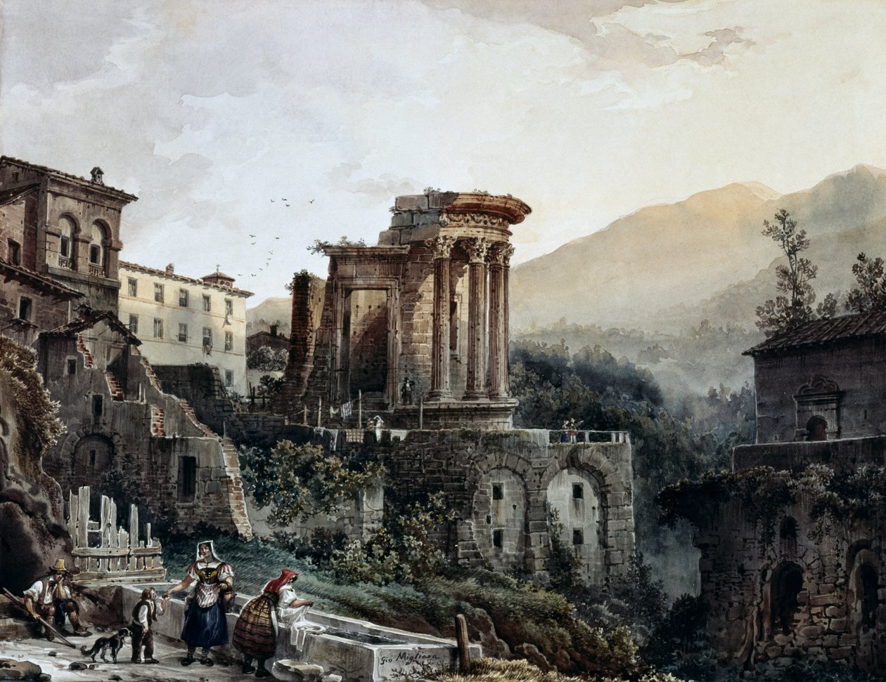 Vesta-tempelet i Tivoli, av Giovanni Migliara (1785-1837), Italia av Giovanni Migliara