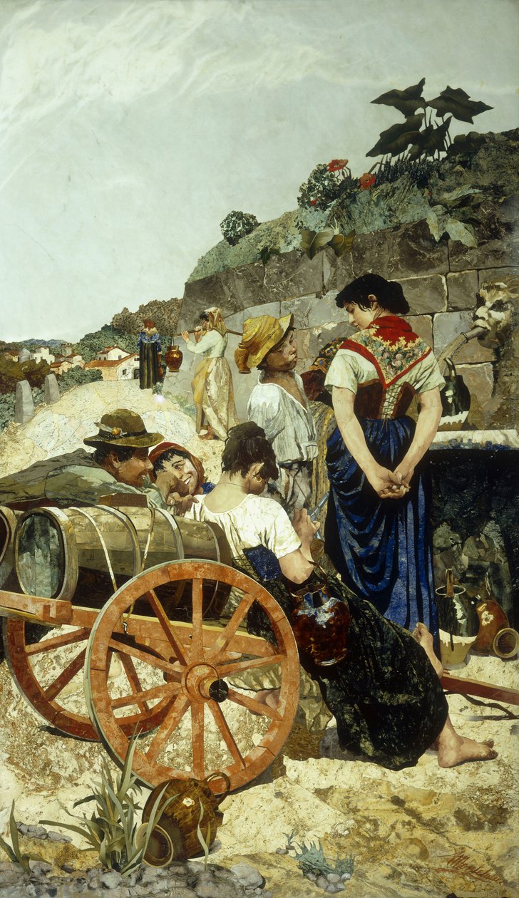 En italiensk markedsscene (mosaikk) av Giovanni Montelatici