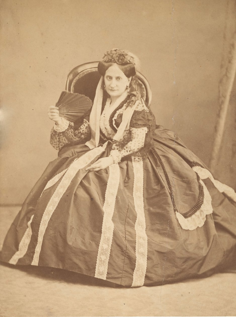[La Comtesse sittende med vifte], 1860-tallet. av Giovanni Morotti