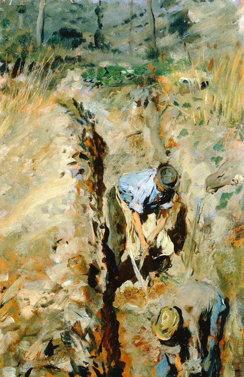 Diggers av Giovanni Muzzioli (1854-1894), olje på panel, 30x19 cm av Giovanni Muzzioli