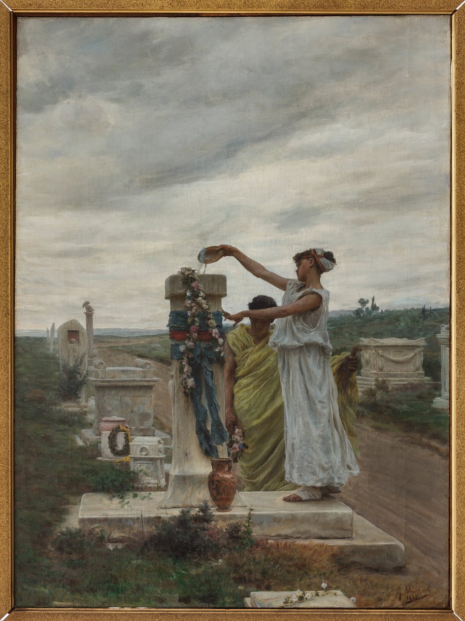 Honor to the Heroes (en rite i antikkens Hellas) (olje på lerret) av Giovanni Muzzioli