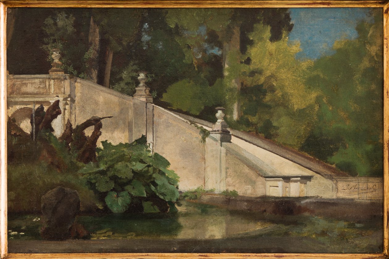 Trapp med tjern (olje på lerret) av Giovanni Muzzioli