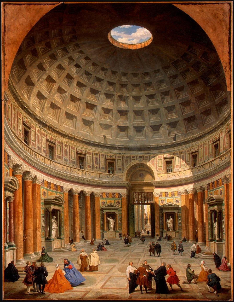 Interiøret i Pantheon, Roma av Giovanni Paolo Pannini