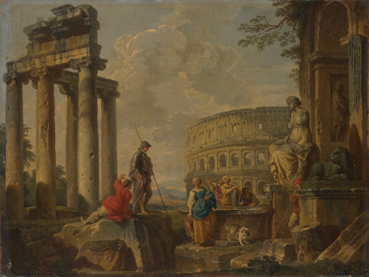 Colosseum blant romerske ruiner av Giovanni Paolo Panini