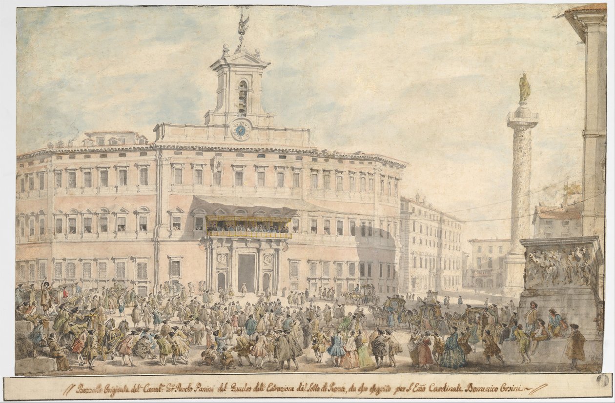 Lotteriet på Piazza di Montecitorio, 1743-1744. av Giovanni Paolo Panini