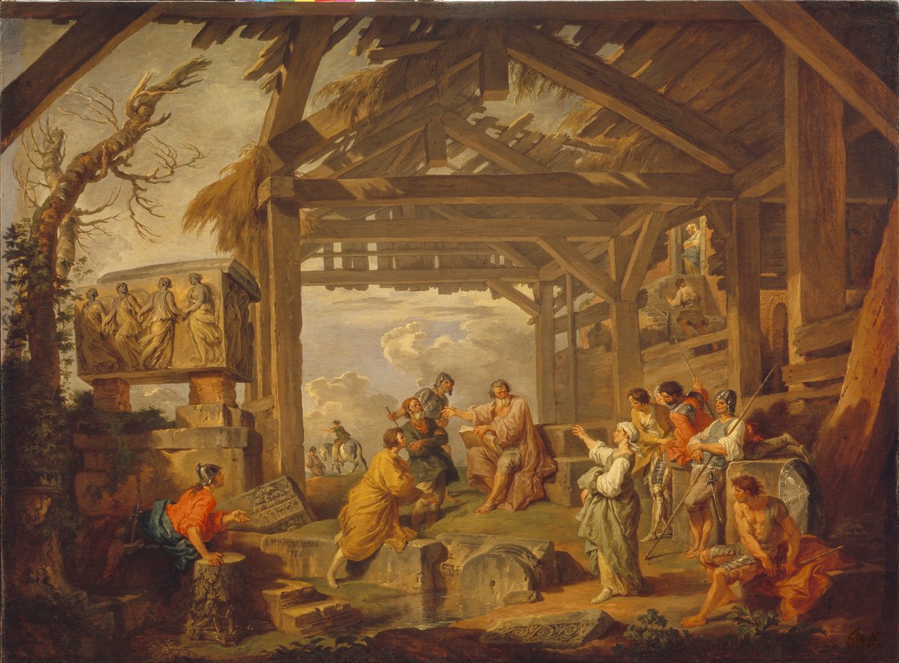 Cumaean Sibyl profeterte Kristi fødsel, 1738 av Giovanni Paolo Pannini